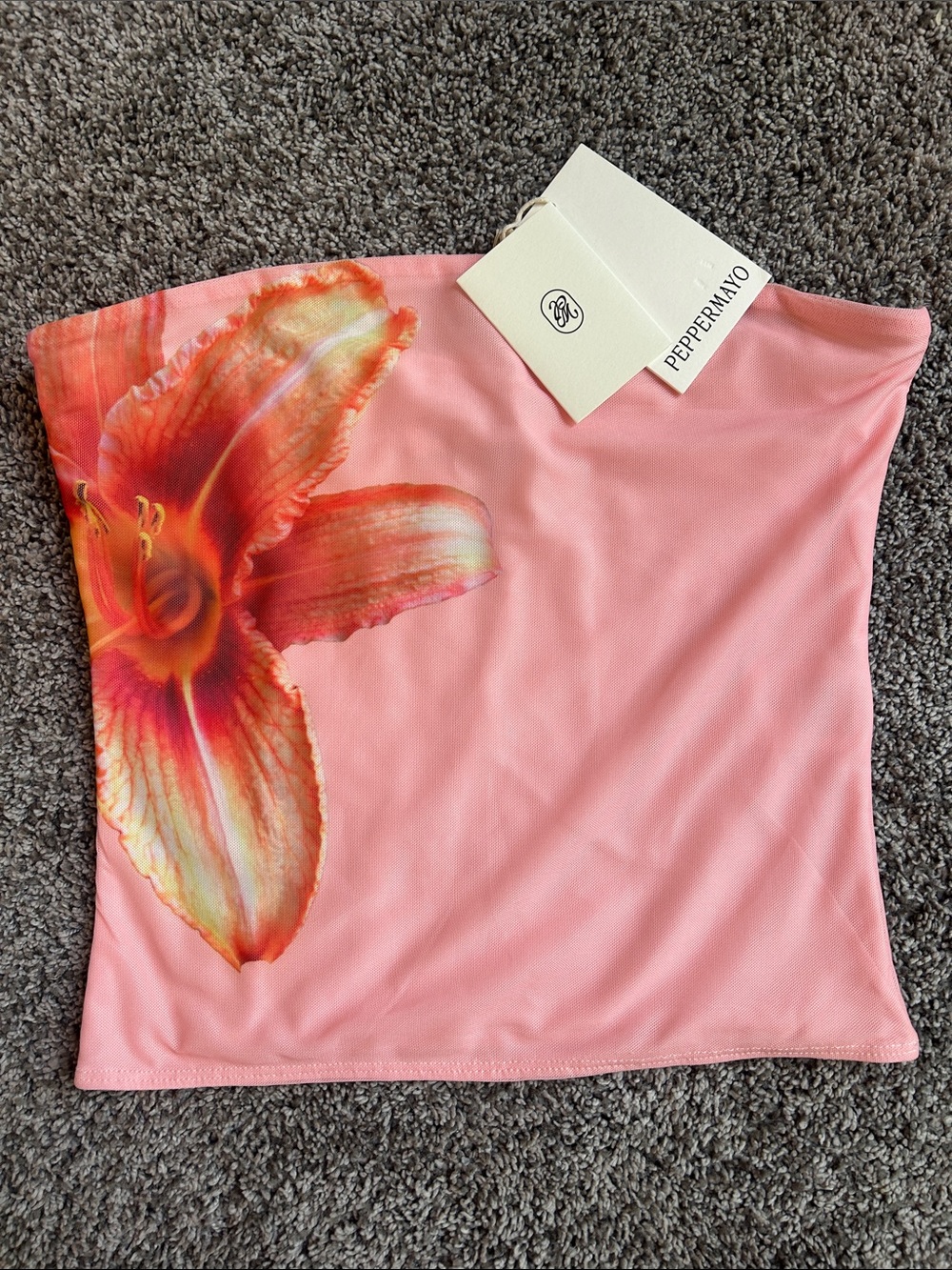 Peppermayo NWT Fall For You Coral-Pink Floral Strapless Tube Top